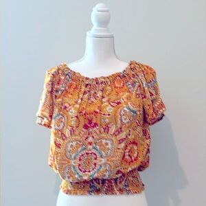 NWT‎ Women’s Medium M Cynthia Rowley Feminine Soft Colorful Boho Top Blouse NEW